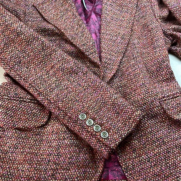 The Limited Women’s Blazer Tweed Wool Blend Long Sleeve Rust Orange Brown Size 4 - Picture 4 of 11